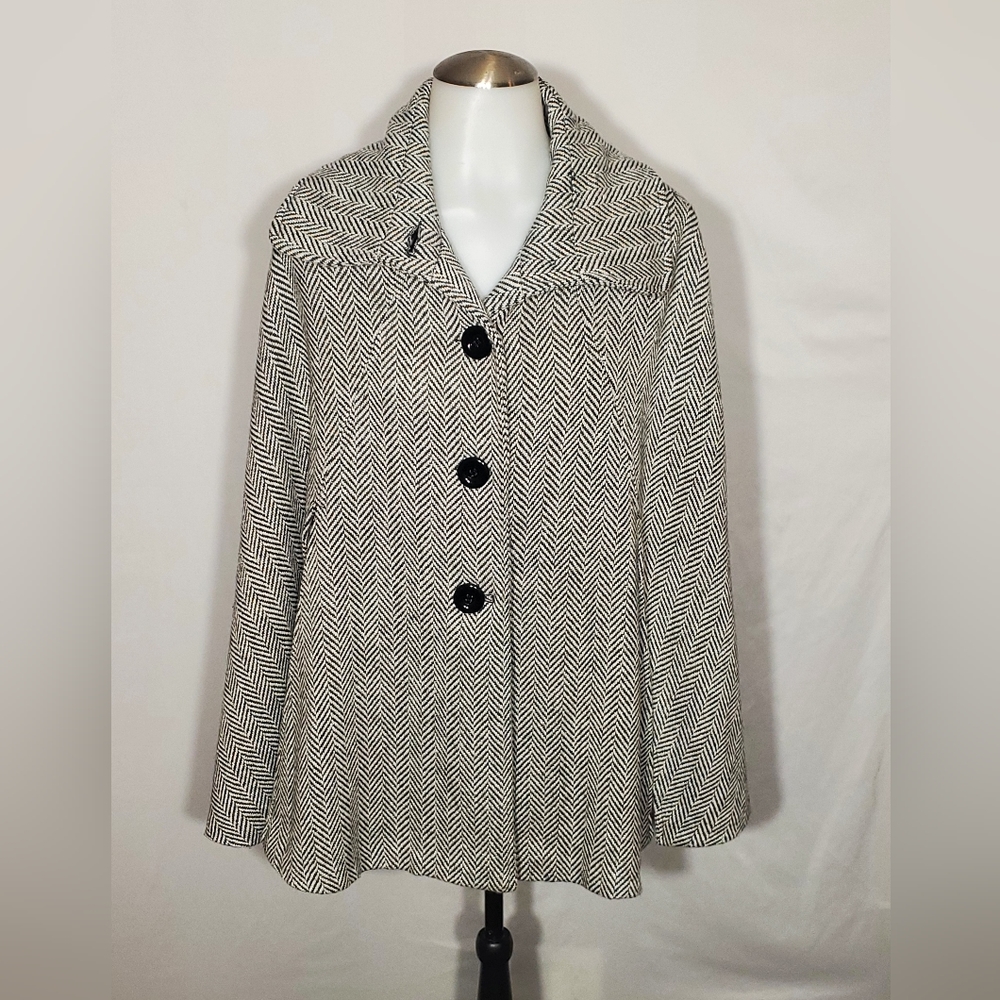 Steve Madden Wool Blend Tweed Button Cape Coat S/M Swing Jacket Shawl Cardigan